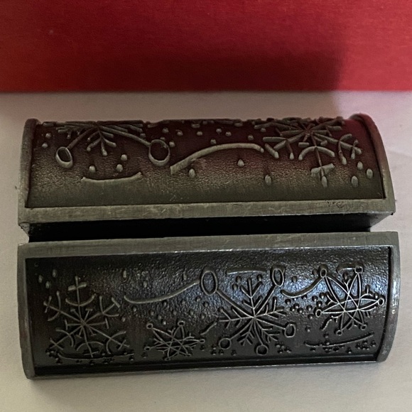 Vintage Pewter Business Holder Gift Box Touchstone Merchandise Snowflake Design - Picture 1 of 10